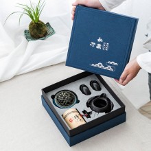 文化創(chuàng)意商務禮品香道茶具組合檀香爐陶瓷功夫茶具