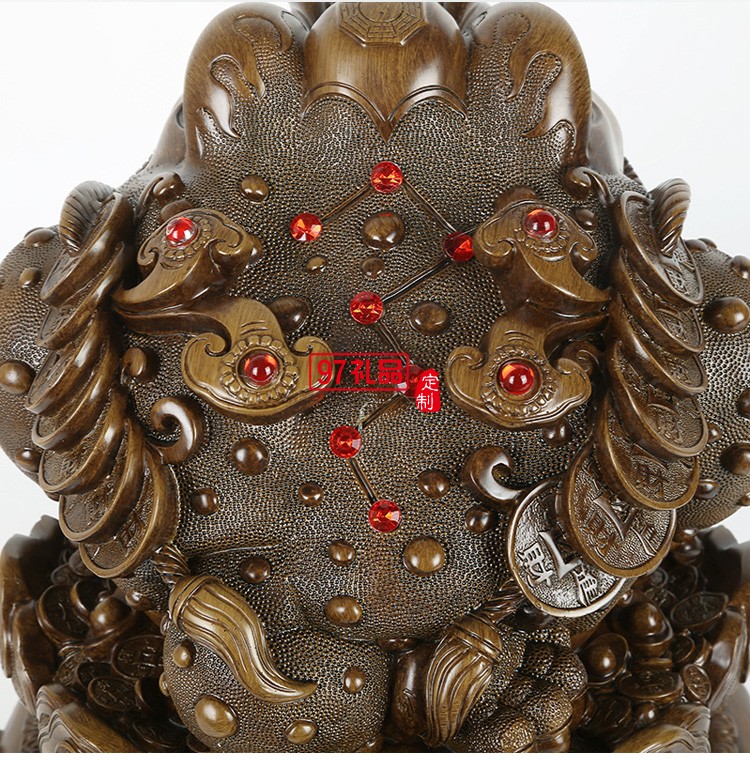 招財(cái)金蟾擺件仿木八方來(lái)財(cái)樹脂工藝品