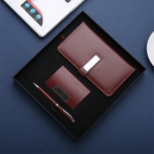 筆記本、名片夾、簽字筆商務(wù)三件套禮盒套裝