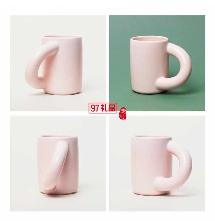 跨鏡專(zhuān)供通心粉馬克杯陶瓷杯胖把手牛奶咖啡杯水杯餐廳創(chuàng)意彩色杯