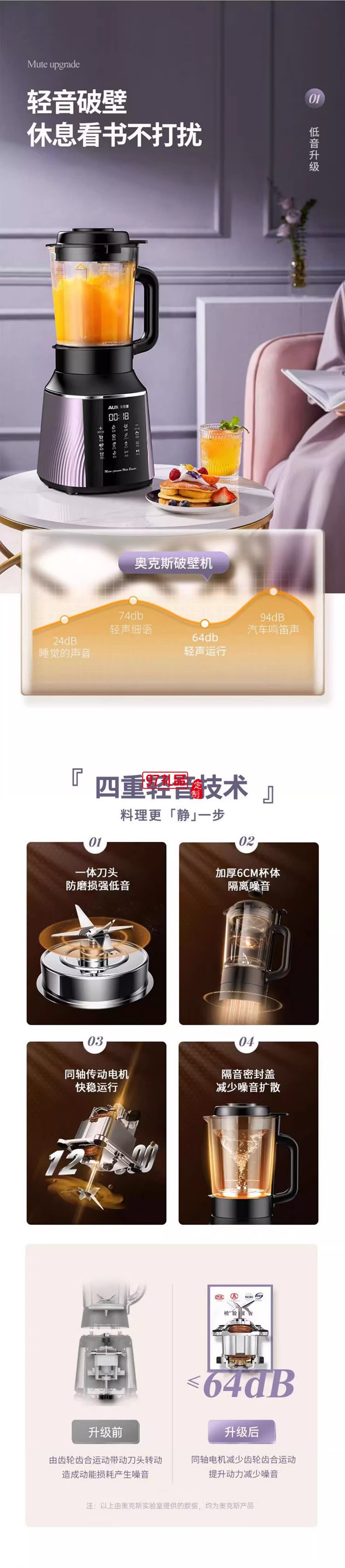 奧克斯破壁機(jī)全動(dòng)自動(dòng)豆?jié){機(jī)家用多功能無(wú)渣榨汁機(jī)加熱料理機(jī)新款
